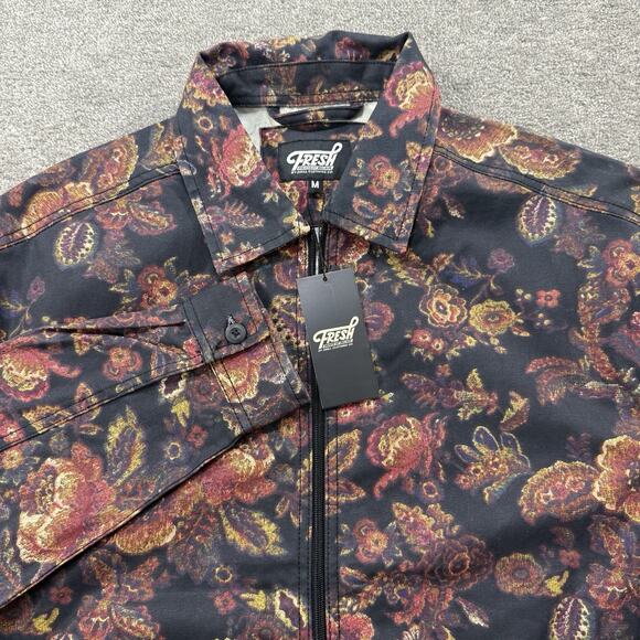 Fresh Prints of Bel-Air Other - Fresh Prints of Bel-Air Floral Jacket Men M Black Multi Cotton Zip Up Streetwear